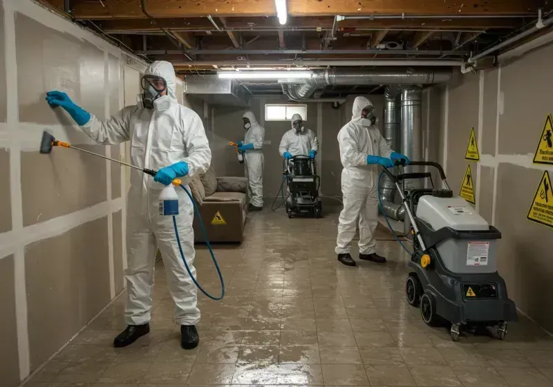 Basement Moisture Removal and Structural Drying process in North Royalton, OH